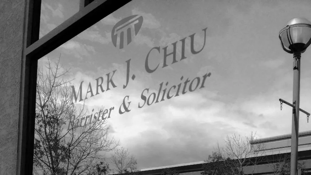 Mark J. Chiu Barrister & Solicitor window sign